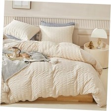 Duvet Cover Set Size, 3pcs Washed Microfiber Bedding Set, Soft King Beige