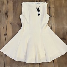 Fashion Nova Pleated Mini Dress Ivory Sleeveless Zip Closure Size Large New