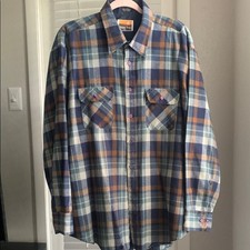 Vintage Ozark trial long sleeve plaid button ...