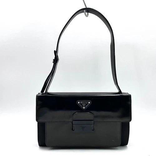 Authentic PRADA 2530 Archive Nylon Leather Black with