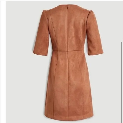 NWT Ann Taylor Caramel Brown Faux Suede Mixed Media Dress - Picture 10 of 10