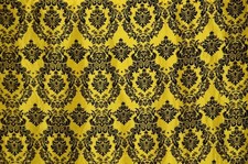 DAMASK TAFFETA VELVET FLOCKED YELLOW BY YARD