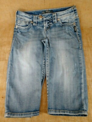 SILVER Tuesday Women Bermuda Shorts SIZE W26 Denim Blue Cotton Spandex