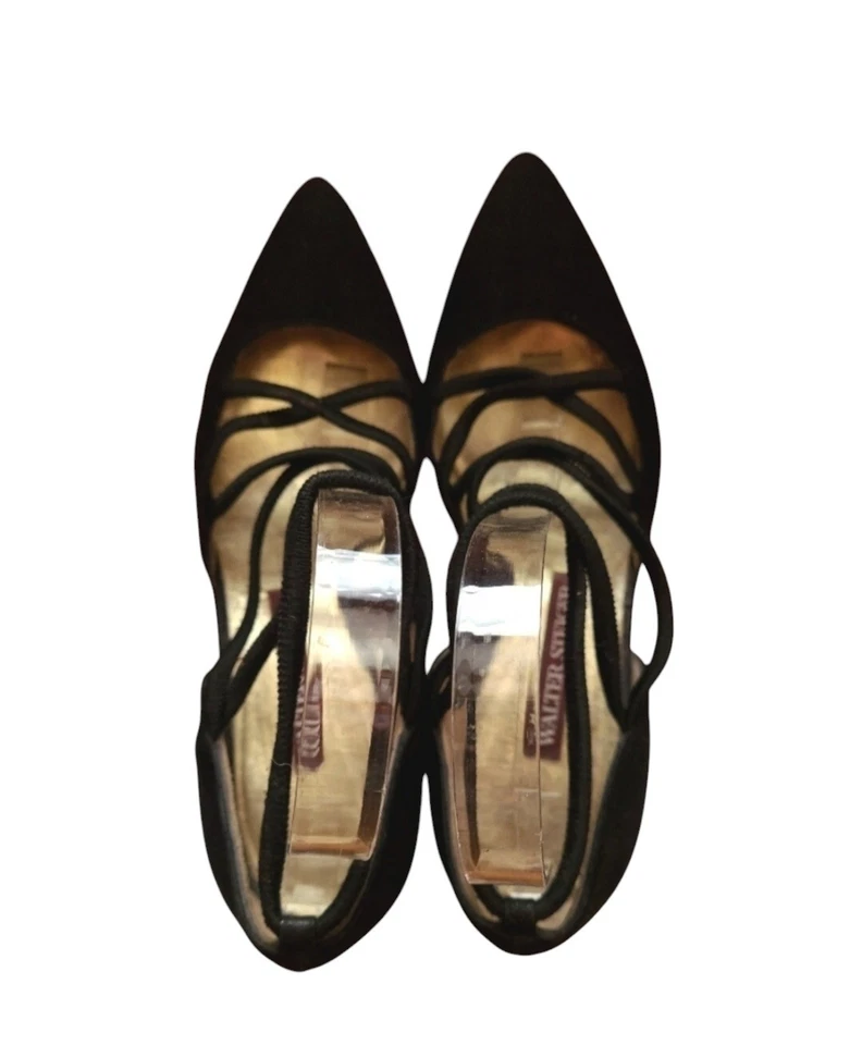 Walter Steiger Handmade In Italy Black Suede Cage Pumps - US 9 - Imagem 3 de 4