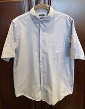 Ralph Lauren CHAPS Mens Blue Plaid Short Sleeve Button Down Shirt Size Med