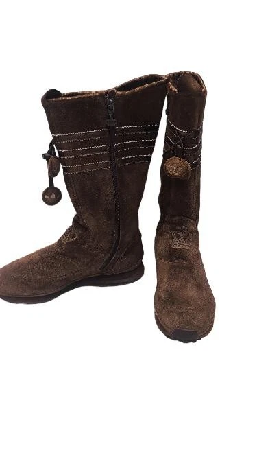 Adidas Botas Gamuza Cuero Cremallera Lateral Marrón Tres Rayas Torsión Trifolio Talla EE. UU. 7 Foto 2 de 4