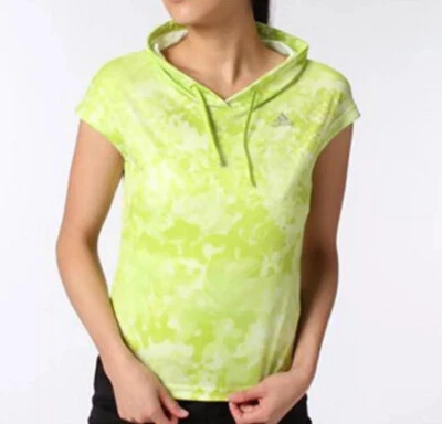 Adidas Running Q2 Shirt Damen Laufshirt Sport Hoodie Top Fitness Batik gelb grün - Bild 1 von 4