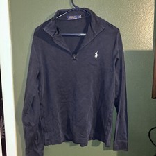 Polo Ralph Lauren 1/4 Zip 100 Cotton Black Pullover Sweater Size Medium