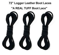 BLACK Welders Leather Boot Laces 3 pairs 72" for Boots & Work Shoes Made in USA