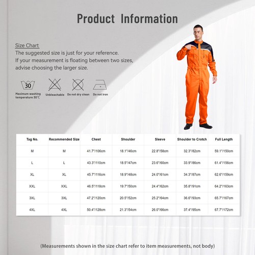 Men's Resistant Safety Coveralls Anti-static Reflective Straps Overalls Jumpsuit - Picture 36 of 60