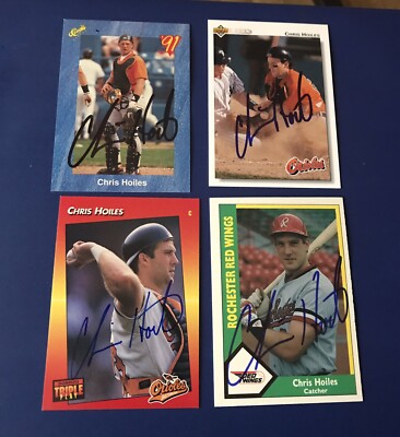 (4) Orioles Chris Hoiles Autographed Baseball Cards