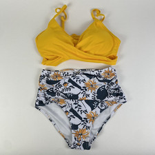Bikini Set Unbranded Yellow Top w/ Floral Bottom Women Size Small Brand New