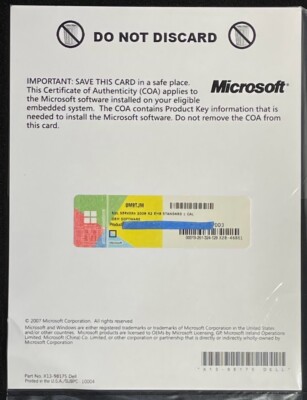 Microsoft SQL Server 2008 R2 Emb Standard / Single Client Access License / M9TJM