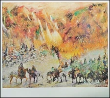 Earl Biss "Autumn Storm On The Crazy Woman Mountains" Vintage Offset Lithograph