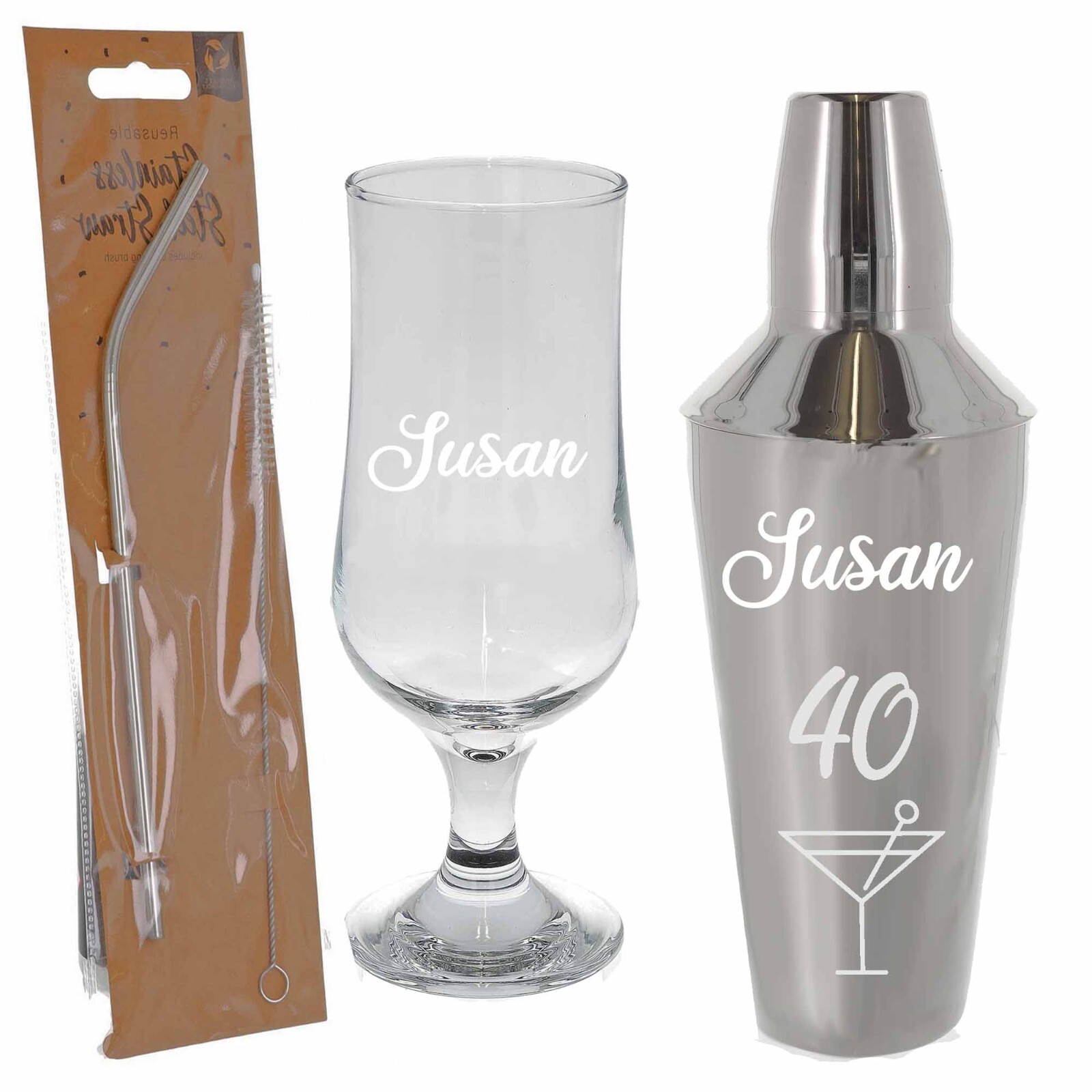 Personalised 40th Birthday Gift Cocktail Shaker & Matching Pina Colada Glass eBay