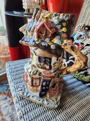 MISS KITTY'S Tea Room Candle Holder ~ 12''H x 7'' W ~ Cobblestone Village  2001