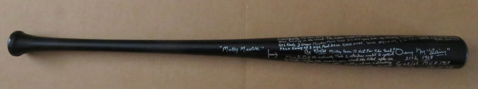 Denny McLain Autographed Signed Detroit Tigers Mickey Mantle Gift HR Bat - JSA COA 