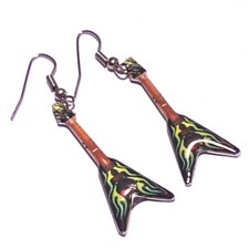 Flyng V Hot Rod - Orecchini Chitarra - Guitar Earrings - Pendientes Guitarra