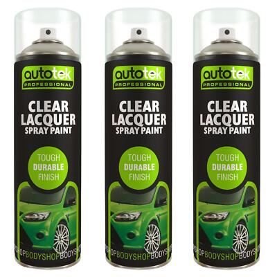 AutoTek Klarlack Mehrzweck Aerosol Sprühlack 500ml x3