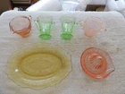 Vintage Lot of Pink Reamer, Patrician Spoke  Amber Platter, Depression Glass