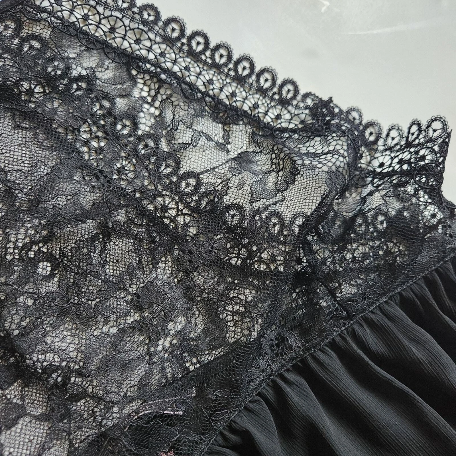 UNDERCOVER Vestito babydoll Victoria's Secret nero pizzo raso slip taglia M