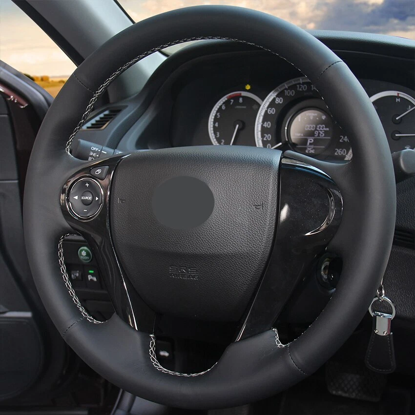 Cubierta de volante de cuero napa cosida a mano para Honda Accord 9 / Crosstour 2013 Foto 4 de 4