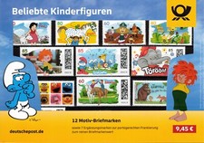 Steckkarte Beliebte Kinderfiguren 12 Motiv-Briefmarken naßklebend postfrisch