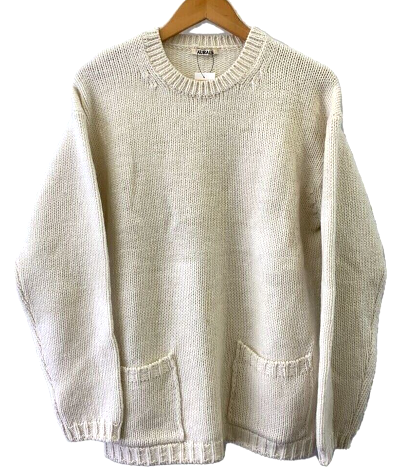 AURALEE WOOL FELT YARN KNIT Size:4 Ivory Plain A22AP01FY | eBay
