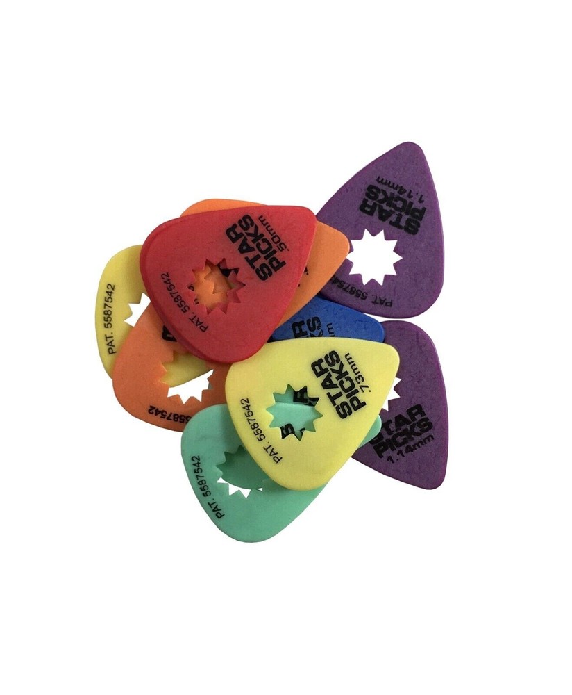 Everly Star Guitar Picks 12 Pack Variety Pack Two of Each Size