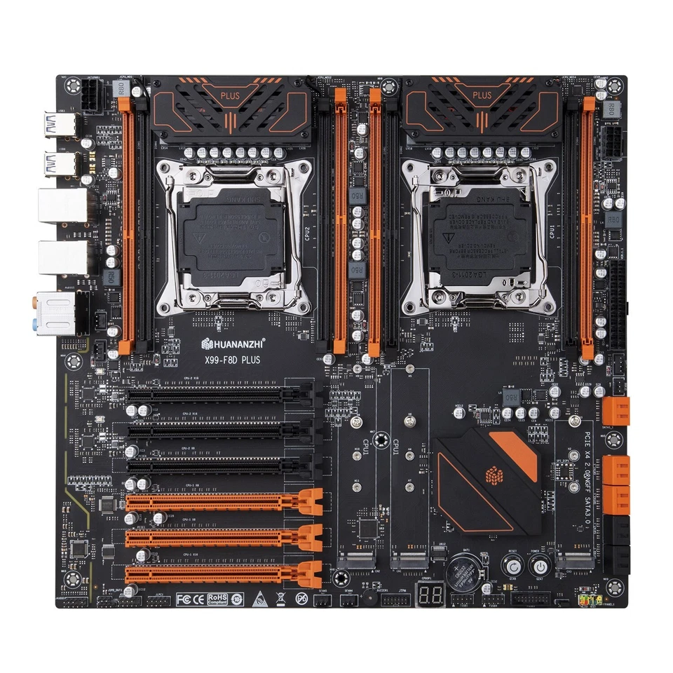 X99 Dual CPU Motherboard F8D PLUS DDR4 RECC 512GB M.2 NVME NGFF USB3.0 E-ATX - Image 3 of 4