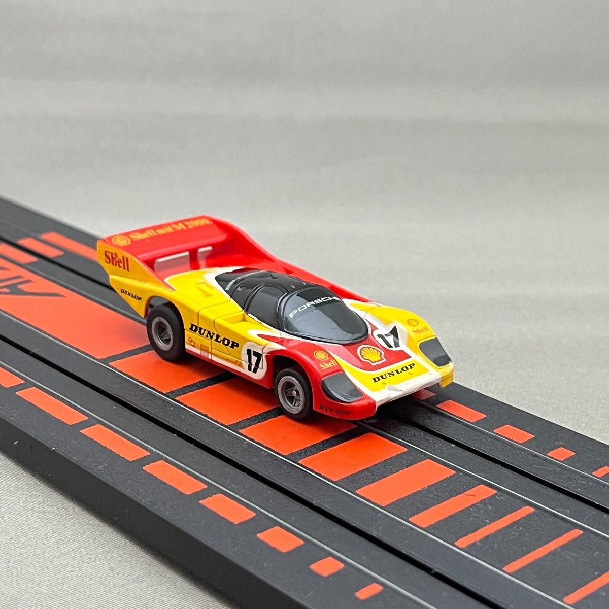 AFX Porsche 962C Shell Red & Yellow HO Slot Car Turbo