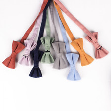 Men's Solid Cotton Pre-tied Bow Tie Wedding Business Tuxedo Shirt Bowtie