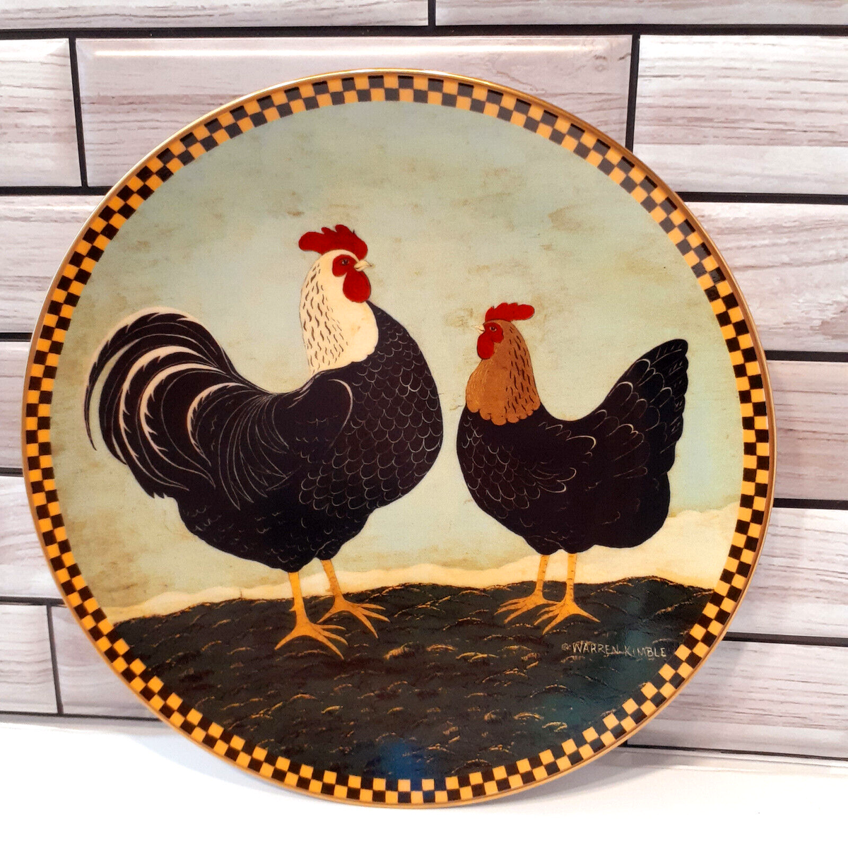 Two Alarm Morning Warren Kimble Barnyard Animals Plate Rooster