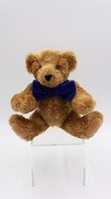 Authentic Vermont Teddy Bear Light Brown with Blue Bowtie Excellent Condition