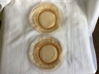 TWO Cambridge Decagon Amber 6'' Bread & Butter plates