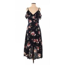 By & By Dress Womens Size 9 Navy Blue Floral Flowy Fairy Boho Dark Cottagecore
