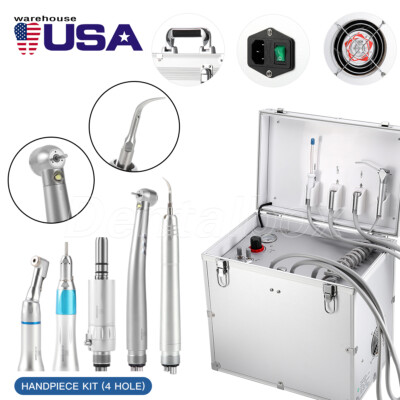 Portable Dental Unit with Air Compressor/LED Handpiece Air Scaler Kit 2/4Hole