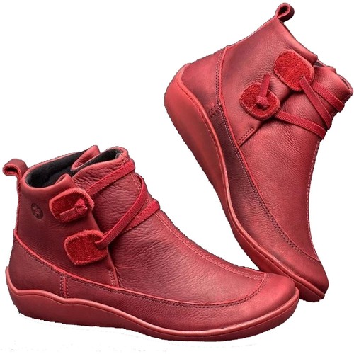 Women's Vintage Ankle Boots Arch Support Shoes For Women With Side Zipper Flat - Picture 22 of 23
