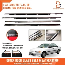 Chrome Outer Door Belt Weatherstrip Window Seal Mold For Honda Civic Sedan 92-95