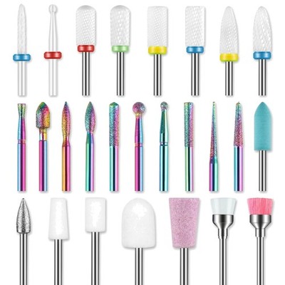 Nagelfräser Bits Set, 26 Stück, Keramik, Diamant, für Gelnägel, Maniküre, Ped...