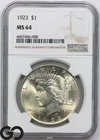 1923 Peace Dollar NGC MS 64 ** Premium Quality!