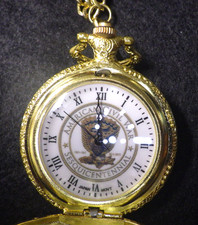 Vintage American Civil War Sesquicentennial Goldtone Pocket Watch With Chain