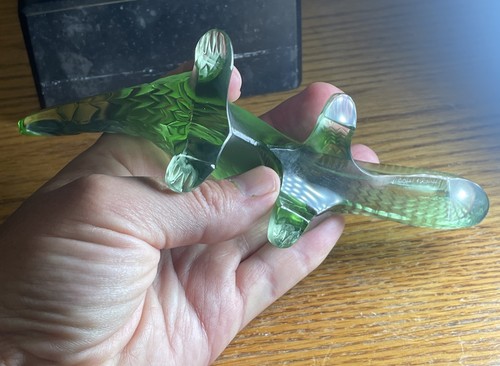 Antique French Rene Lalique Signed Green Crystal Dragon c. 1920 - Picture 12 of 21