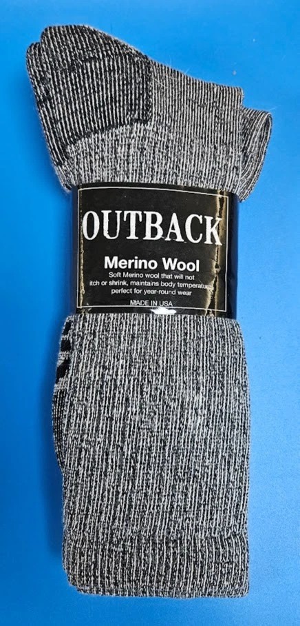 6 Pair Gray Acrylic / Merino Wool Crew / Work Socks sock size 10-13 FREE SHIP