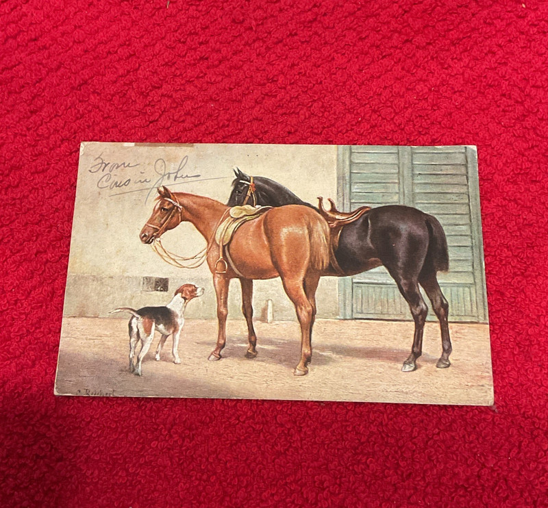 E. P. Dutton & Co. Ernest Nister Horse & Dog Lithograph Postcard 1901-1907
