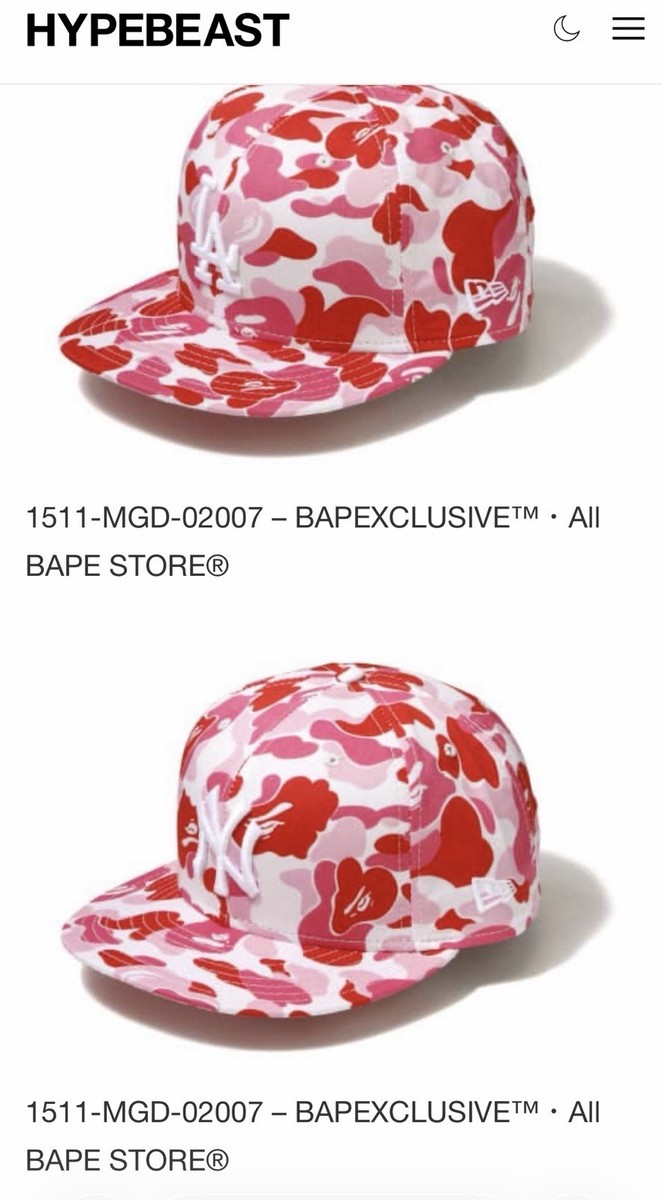 Bathing Ape New York Yankees Sz 7 1/4 New Era Hat Pink Camo Bape