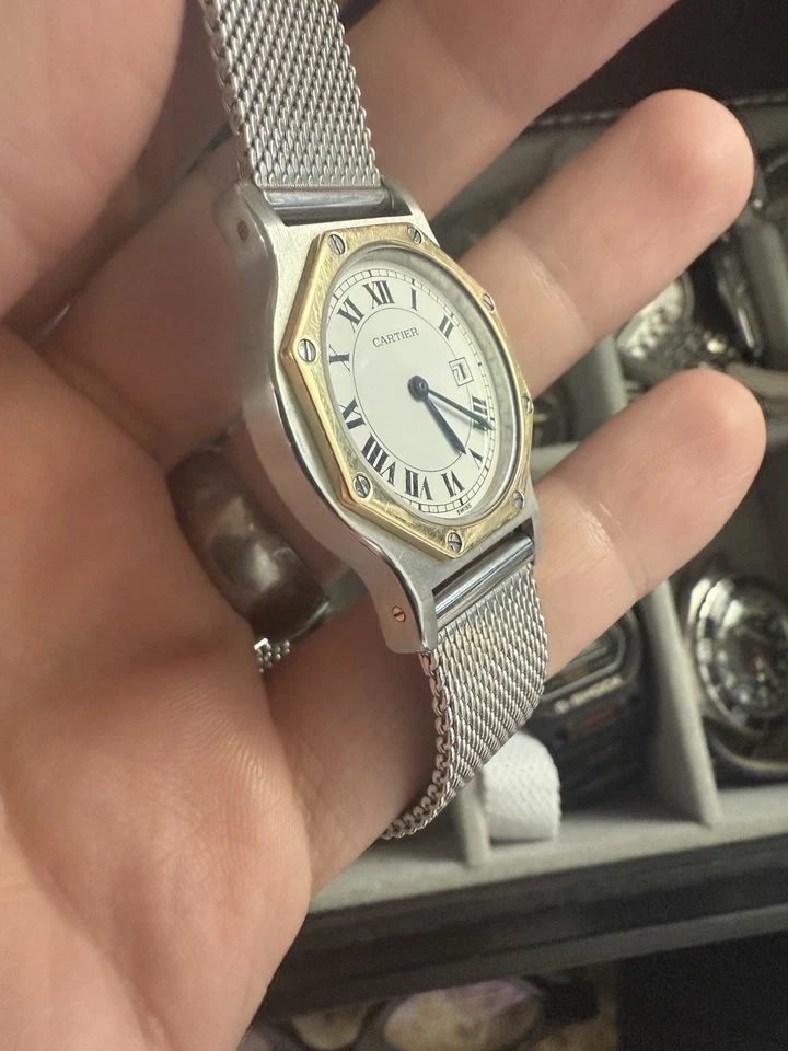 2025 Serviced Cartier Santos Octagon Steel Gold Wild Spider Dial UNIVERSAL LUGS - Image 4 of 4