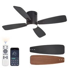 46 inch Ceiling Fans with Lights and Remote Control,Flush Mount Ceiling Fan w...