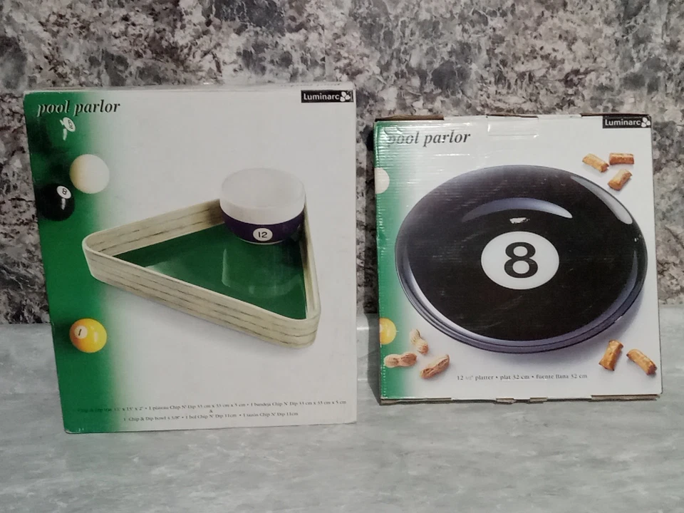 Ceramic Pool / Billiards Rack Chips & Dip Bowl & 8 Ball Snack Tray, 2 Items, New - Image 2 of 4