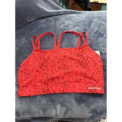 Peloton Womens 1X Red Cheetah Print Triple Strap Racerback Sports Bra NWT